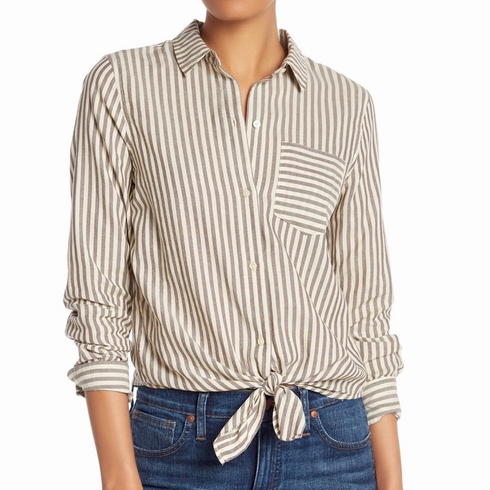 Madewell Striped Tie Front Shirt NWOT